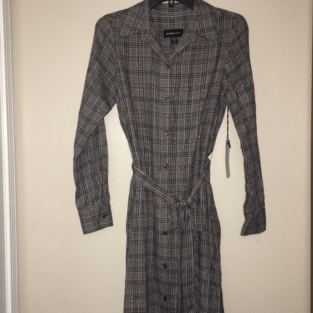 Fifteen Twenty grey side slit shirtdress